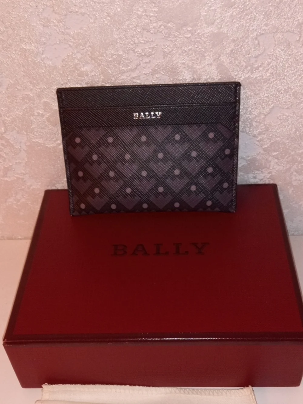 Bally Black Patterned Leather Card Holder